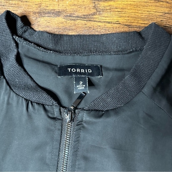 Torrid Black Faux Velour Bomber Jacket - Picture 4 of 4